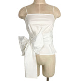 Elizabeth and James White with Wraparound Sash/Bow and Back Slit Top- Size S