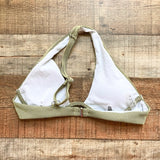 No Brand (Shein) Sage Ribbed Knit One Shoulder with Cut Out Padded Top and Cheeky Bottoms Bikini Set- Size M (sold as set)