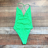 Superdown Neon Green with Lace Up Back Rose One Piece- Size S (sold out online)