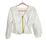 Topshop Boutique White with Pleat Detail at Waist and Gathered Cuffs Top- Size 2 (see notes)