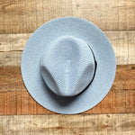 No Brand Light Blue Paper Straw with Black Band Adjustable Fedora Hat