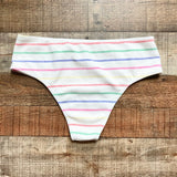 Katie Sturino x Bruna Malucelli Rainbow Stripe Linen Sarah Megababe Bikini Set- Size ~L (see notes, sold as set)