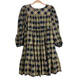 Summersalt Tan and Navy Checkered Dress- Size L