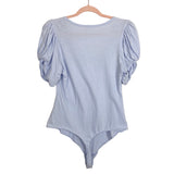 Free People Intimately Light Blue Puff Twist Sleeve Bodysuit- Size XL