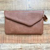 Urban Expressions Brown Leather Clutch with Chain Strap NWT