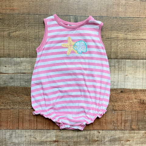 Shower Me With Love Pink/White Striped Sea Shell Bubble- Size 24M