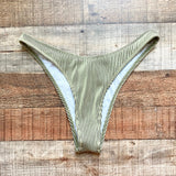 No Brand (Shein) Sage Ribbed Knit One Shoulder with Cut Out Padded Top and Cheeky Bottoms Bikini Set- Size M (sold as set)