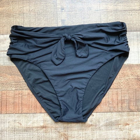 J. Crew Black Tie Front High Waisted Bikini Bottoms NWT- Size L