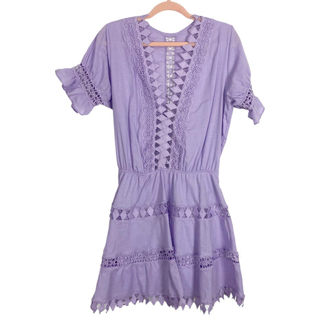 Peixoto Purple Crochet Lace Cover Up Dress NWT- Size L (sold out online)