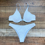 No Brand White Textured Bikini Bottoms- Size L (we have matching skirt and top)