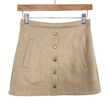 No Brand Beige Suede Faux Button Front Mini Skirt- Size S (see notes)