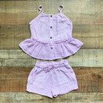 Cat & Jack Purple/White Polka Dot Ruffle Tank and Short Set- Size 2T (sold as set)