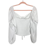 Abercrombie & Fitch White Smocked Halter Tie Top- Size XL (sold out online)