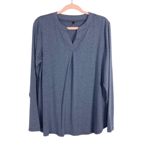 No Brand Heathered V-Neck Long Sleeve Top- Size XL