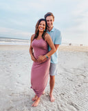 Pink Blush Maternity Mauve Fitted Tank Maxi Dress- Size S