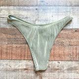 No Brand (Shein) Sage Ribbed Knit One Shoulder with Cut Out Padded Top and Cheeky Bottoms Bikini Set- Size M (sold as set)