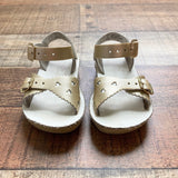 Sun-San Gold Leather Sweetheart Sandals- Size 6