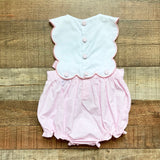 Ann + Reeves Pink Gingham Scallop Collared Bow Front Bubble- Size 24M