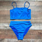 Xhilaration Blue Ribbed Padded Bikini Top- Size XL (see notes, we have matching bottoms)