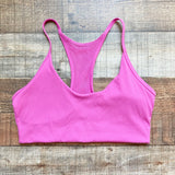 Storia Hot Pink Ribbed Knit Racerback Padded Sports Bra- Size 6