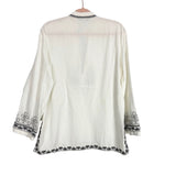 Zara White/Black Linen Embroidered Pattern Raw Hem Tunic/Top- Size XS (we have matching shorts)