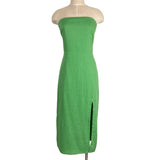 SNDYS Everyday Green Linen Front Slit Strapless Dress- Size XL (currently sold out online)