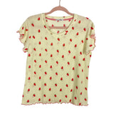Emerson Road Yellow with Strawberries Gauze Ruffle Tee and Shorts Pajamas Set- Size S (sold as a set)