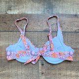 No Brand Orange/Pink Floral Pattern Padded Underwire Bikini Top- Size L (we have matching bottoms)