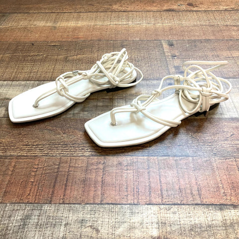 Marc Fisher White Lace Up Sandals- Size 9