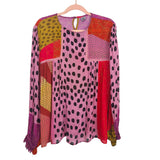 Blank London Colorful Printed Back Button Peasant Blouse- Size L