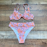 No Brand Orange/Pink Floral Pattern Bikini Bottoms- Size L (we have matching top)