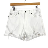 KanCan White Frayed Hem Jean Shorts- Size L (see notes)