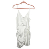 WAYF White Satin Faux Wrap Cami Mini Dress- Size S