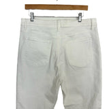 Loft White Frayed Hem Button Front High Rise Kick Crop Jeans- Size 31/12 (Inseam 26”, sold out online)