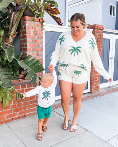 Show Me Your Mumu Palm Tree Print Knit Shorts- Size L (sold out online, we have matching sweater)