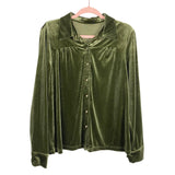 No Brand Green Velvet Button Up Top- Size ~L/XL (see notes)