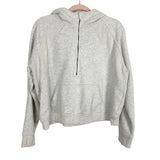 Pink Lily Heather Gray Ribbed Shoulder Making it Look Easy Quarter Zip Hooded Pullover- Size L (see notes)