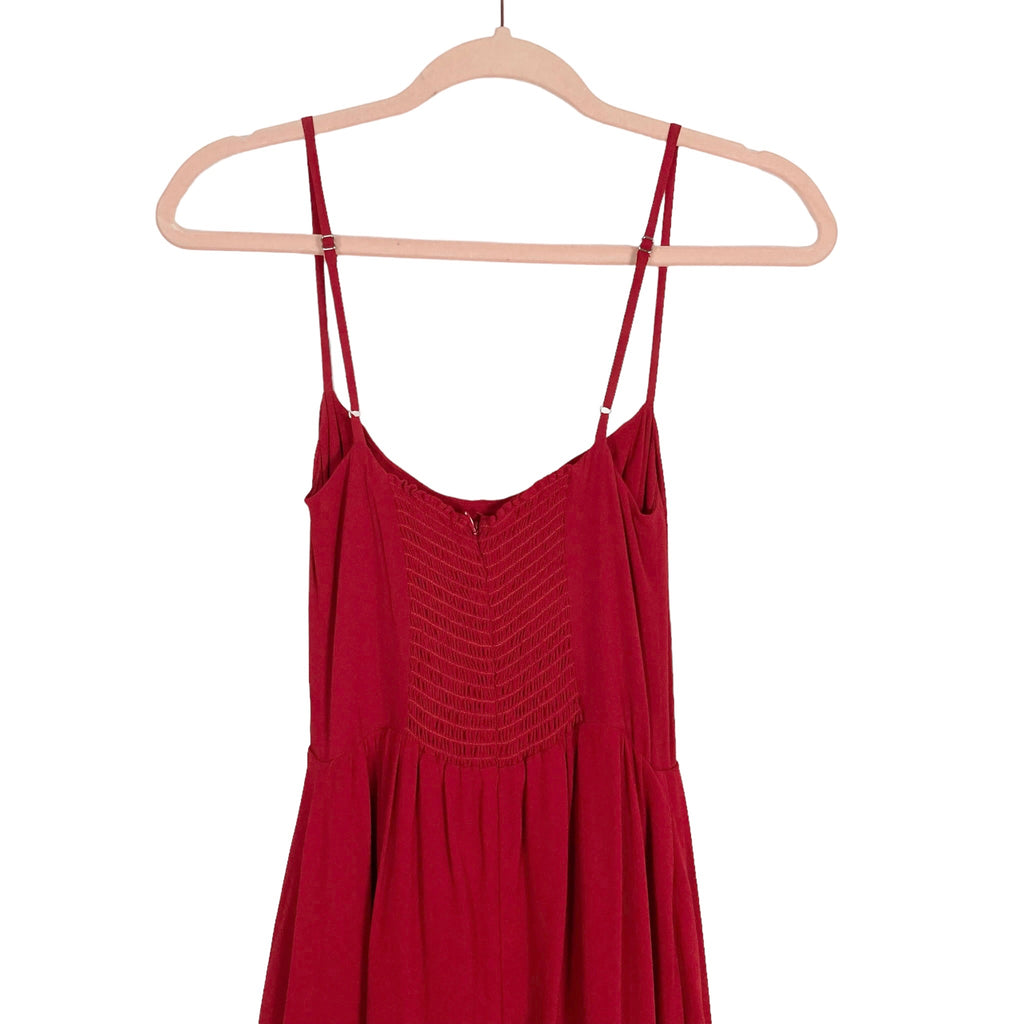 reformation red midi dress Reformation Red with Back Smocking Midi Dress- Size 0 – The Saved Collection