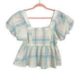 Old Navy Pastel Puff Sleeve Cinched Front Babydoll Top- Size M