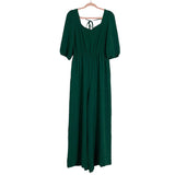 Pink Lily Green Back Tie Smocked Wide Leg Jumpsuit- Size L (sold out online)