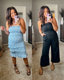 Pink Lily Black Ruffle Impression of You Jumpsuit- Size L (sold out online)