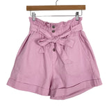 Love Tree Pink Denim Paperbag Waist Shorts- Size M