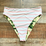 Agua Bendita x Target Peony Botanical Print/Pink Stripe Reversible Bikini Bottoms- Size XL (sold out online, we have matching top)