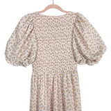 Jessakae Pink Floral Smocked Puff Sleeve Dress- Size XS