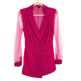 Shein Pink Sheer Sleeve Faux Wrap Romper- Size 4 (sold out online)