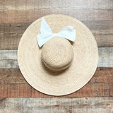 Hat Attack 100% Raffia with Ivory Bow Floppy Beach Hat (see notes)