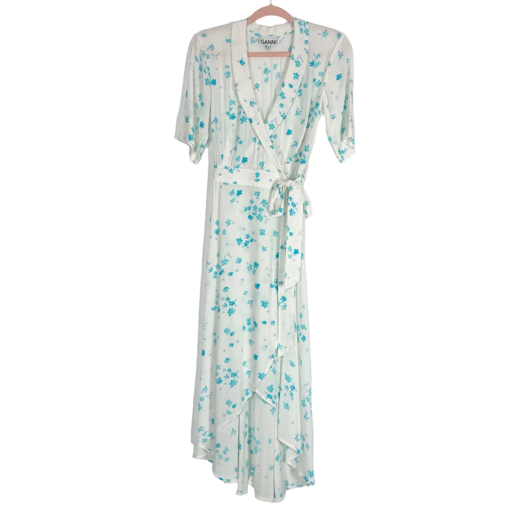 princess polly baby blue dress Ganni Soft Rigid Denim Open Back Dress Light Blue Stone