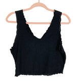 No Brand Black Ribbed Cropped Tank- Size ~L (see notes)