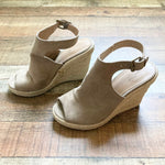 Universal Thread Tan Suede Peep Toe Espadrille Wedges- Size 7 (see notes)