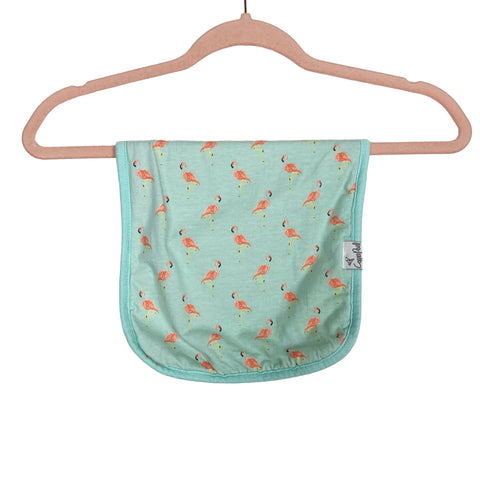 Copper Pearl Blue with Pink Flamingos Burp Cloth
